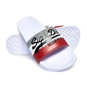 SUPERDRY VINTAGE EMBOSSED LOGO SANDALS MEN'S SIZE SMALL (8/9) WHITE